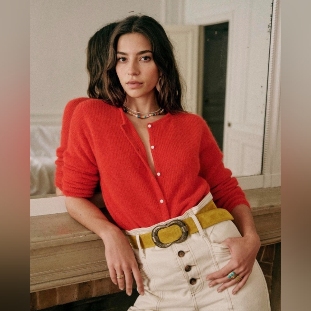 Sézane Gaspard Cardigan in Red, size Medium